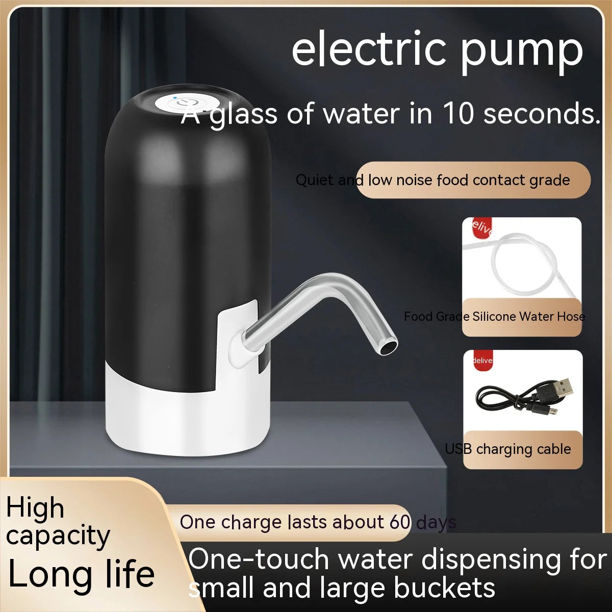 5 Gallon Water Bottle Dispenser USB Charging Automatic Drinking Water Pump Portable Electric Water Dispenser Water Bottle Switc