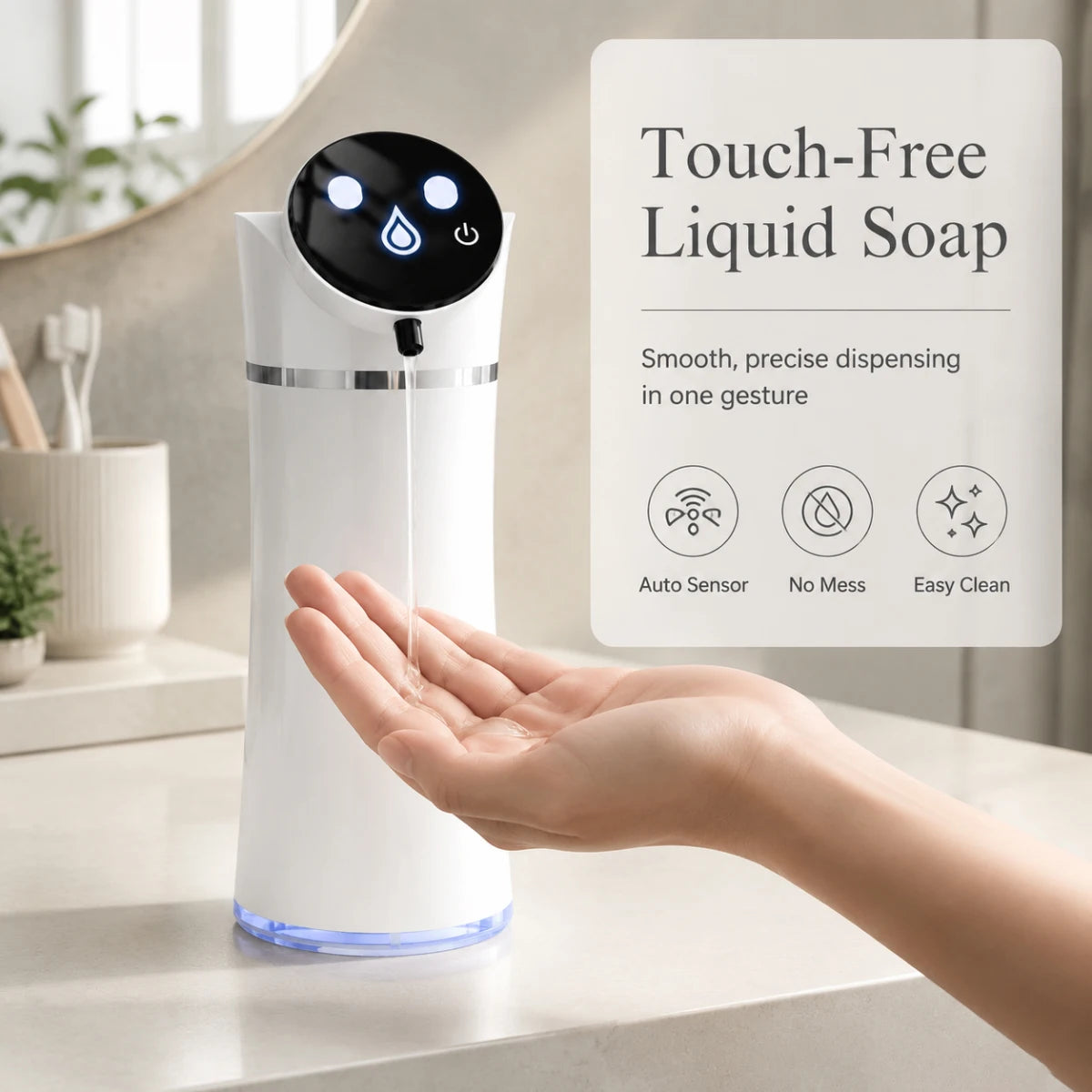 Automatic Touchless Foam Soap Dispenser, Sensor Hand Wash, Adjustable Foam, Waterproof for Bathroom Kitchen