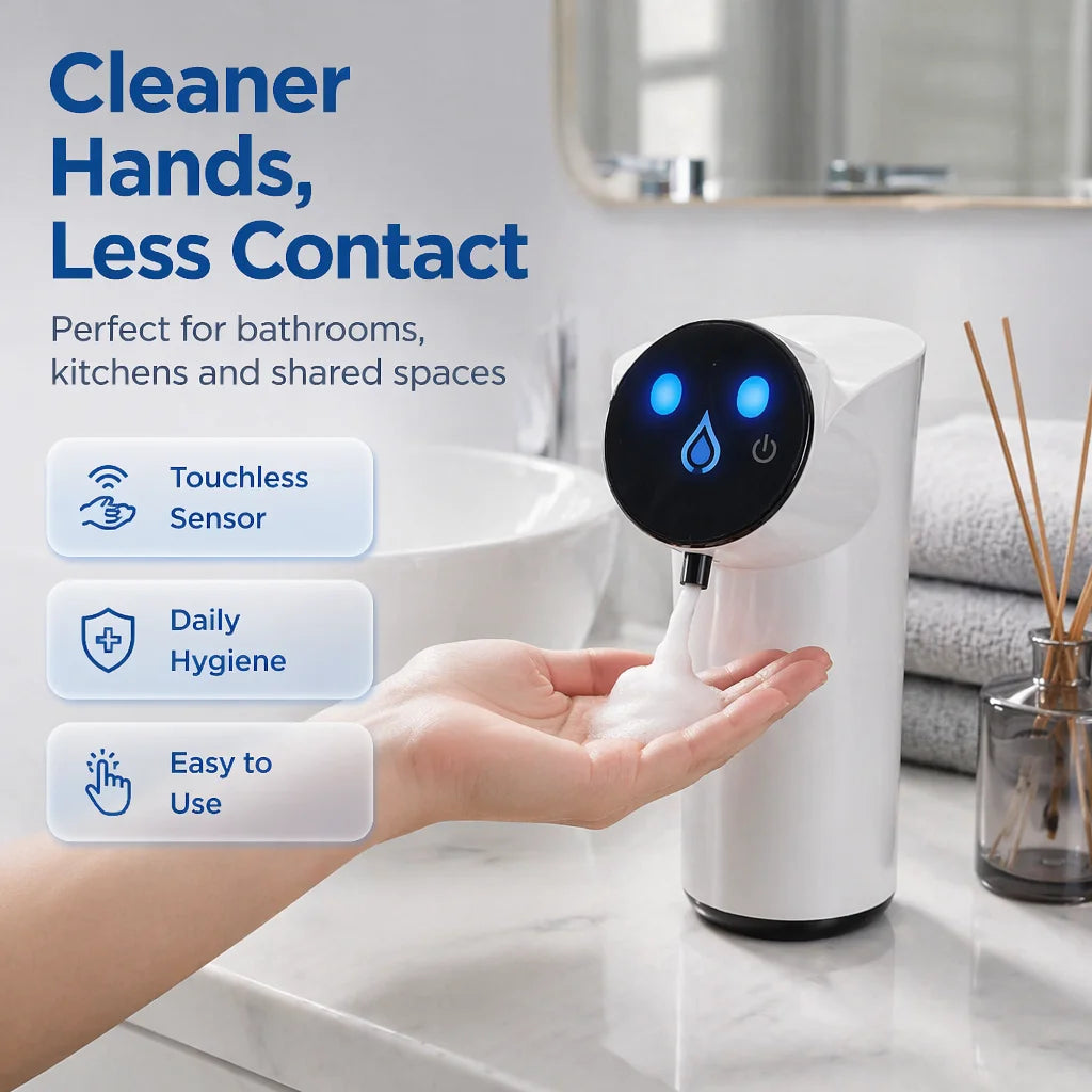 Automatic Touchless Foam Soap Dispenser, Sensor Hand Wash, Adjustable Foam, Waterproof for Bathroom Kitchen