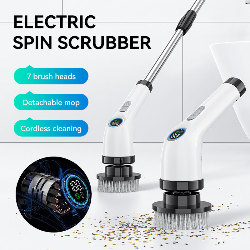 NNEDSZ Electric Spin Scrubber with 7 Brush Heads - Cordless & Detachable Cleaning Tool