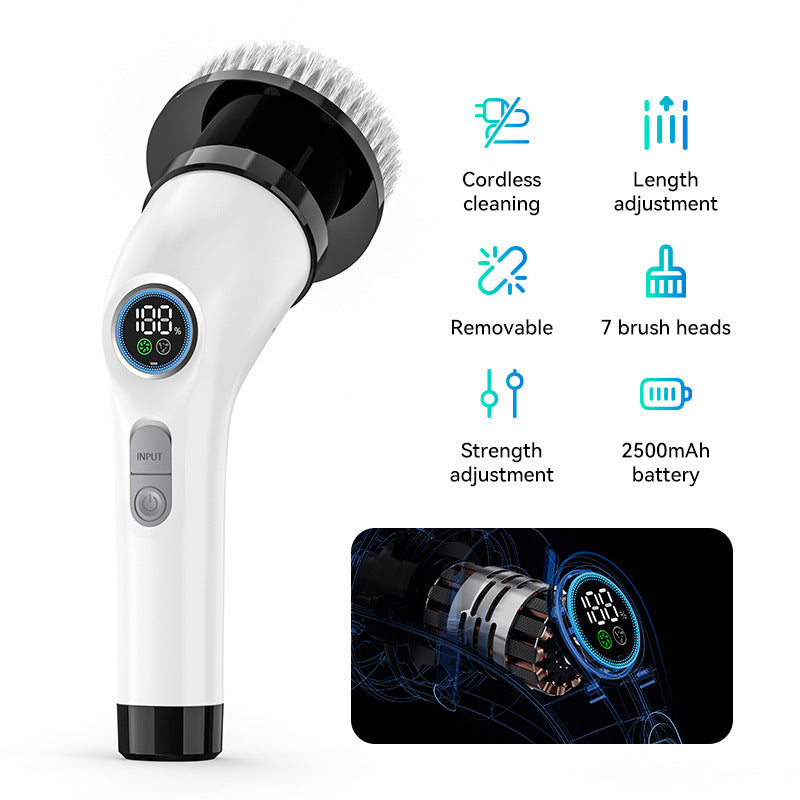 NNEDSZ Electric Spin Scrubber with 7 Brush Heads - Cordless & Detachable Cleaning Tool