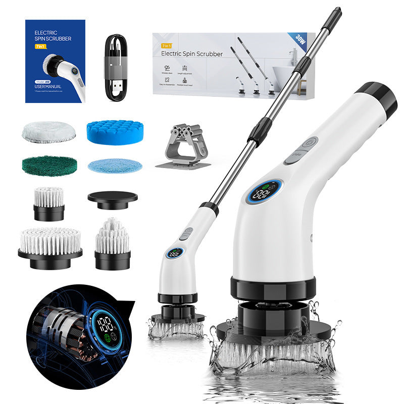 NNEDSZ Electric Spin Scrubber with 7 Brush Heads - Cordless & Detachable Cleaning Tool